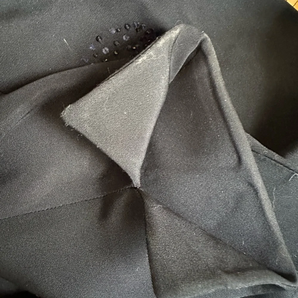 Akris Navy Silk Jacket with Hand Beaded Crystals Size 10 - Picture 15 of 16